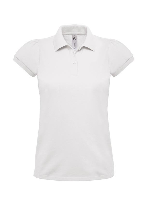 B&amp;C polo donna manica corta pesante, Colore: 001 bianco