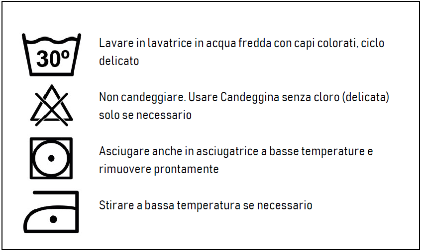 istruzioni per il lavaggio