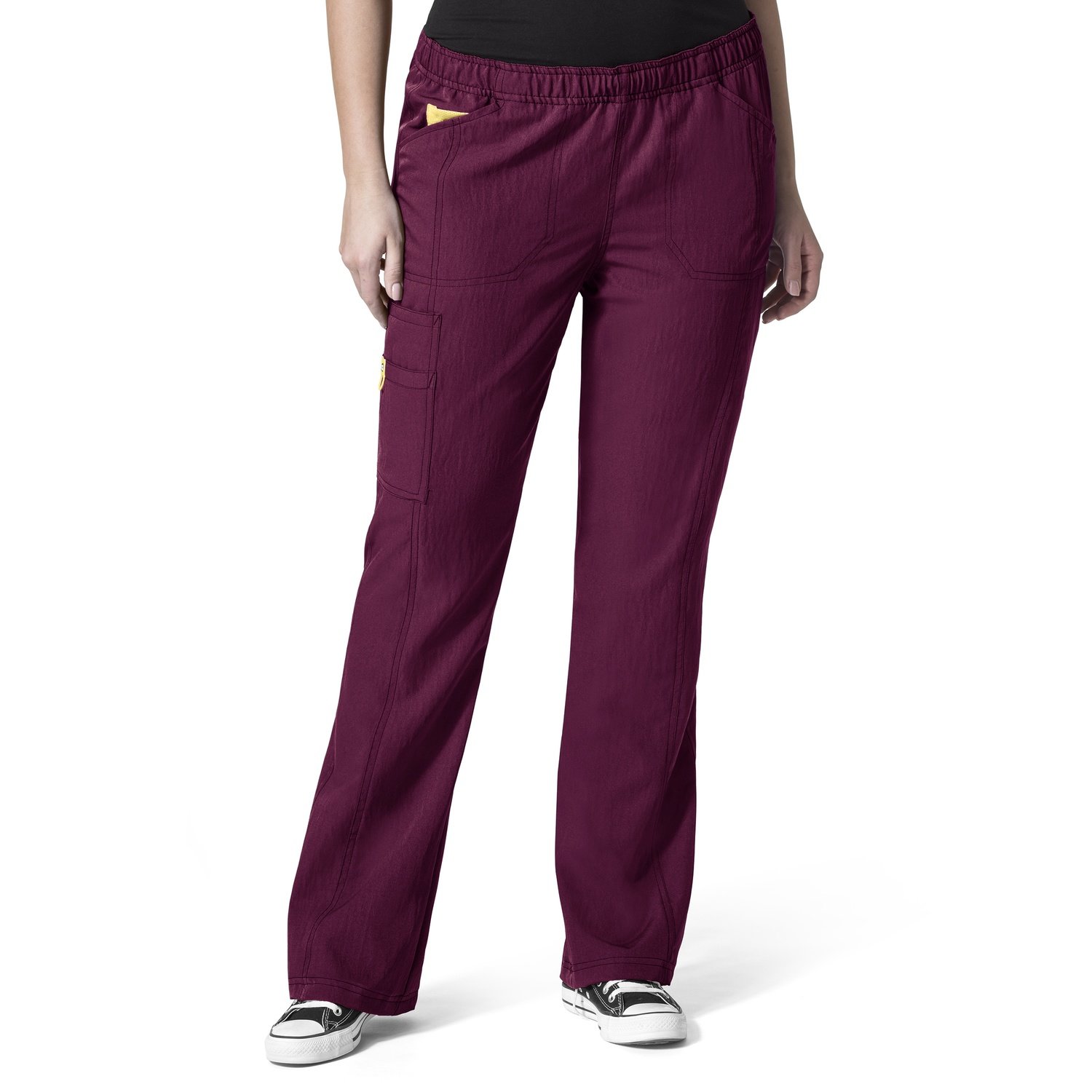 PLUS Pantalone donna gamba larga, Colore: wine