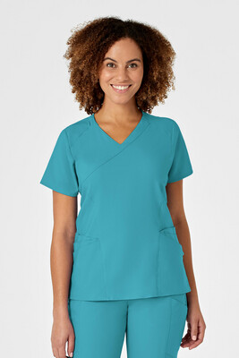 Casacca donna 6455 scollo a Y teal blue