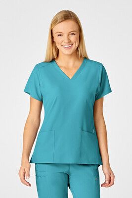 Casacca donna 6555 scollo a V teal blue