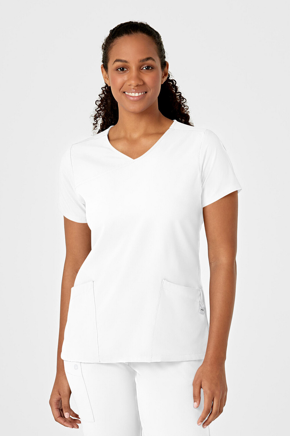 Casacca donna 6755 scollo a Y arrotondato white