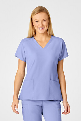 Casacca donna 6555 scollo a V ceil blue