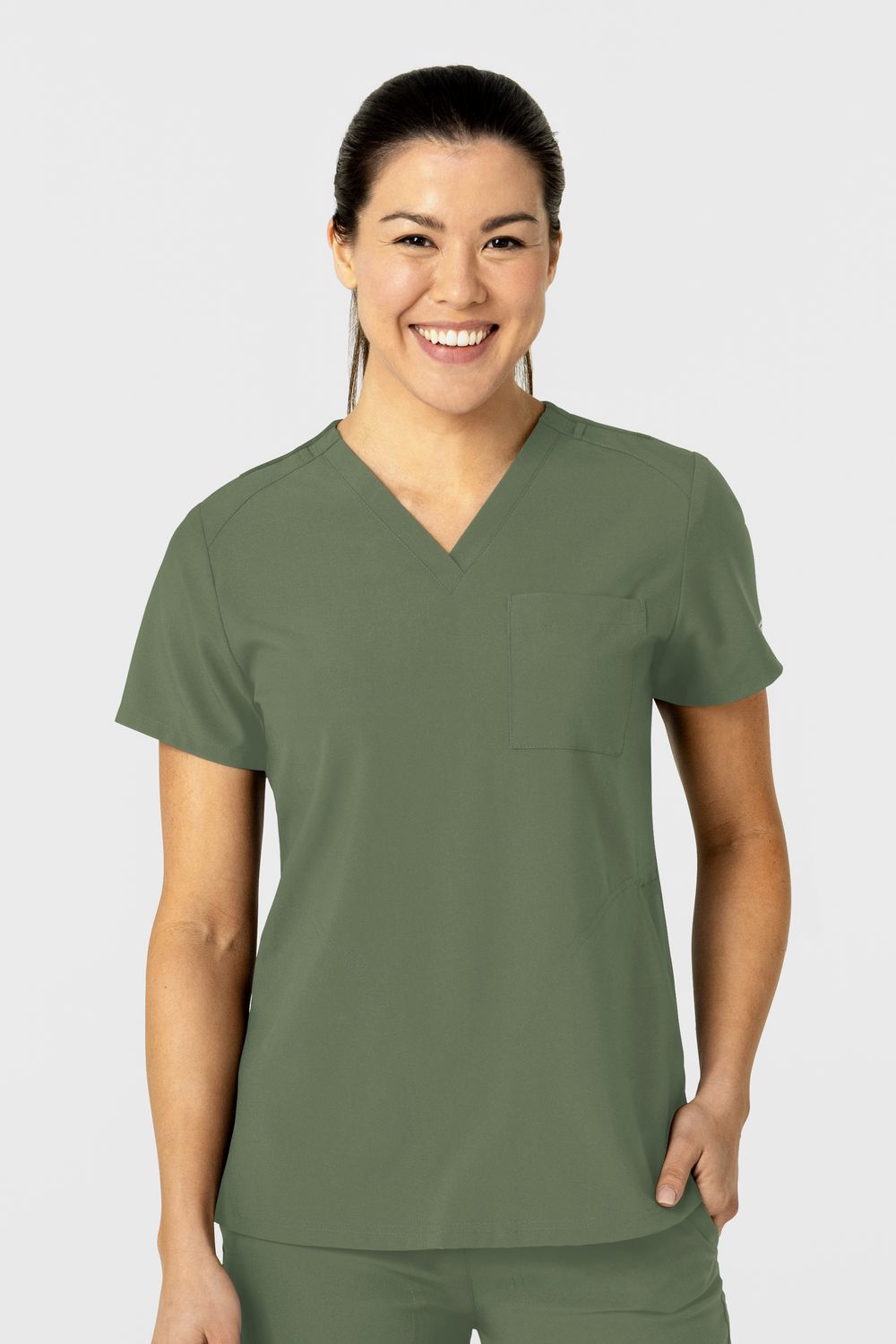 Casacca donna 6045 scollo a V olive