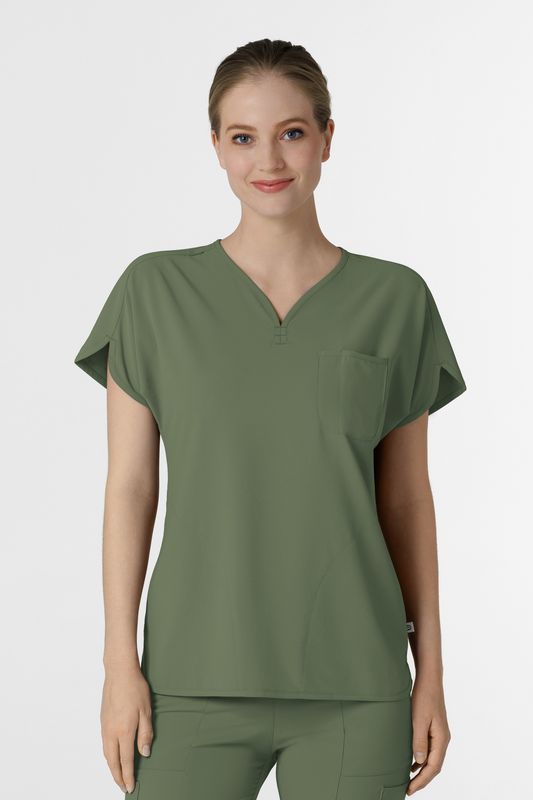 Casacca donna 6634 scollo a V arrotondato olive