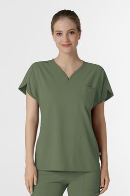 Casacca donna 6634 scollo a V arrotondato olive