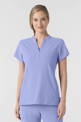 Casacca donna 6734 scollo alla coreana - ceil blue