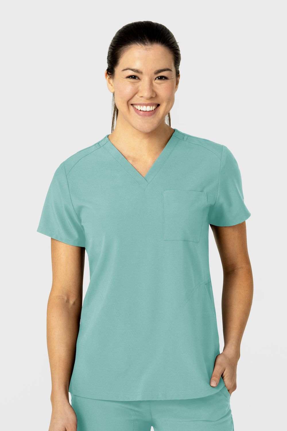 Casacca donna 6045 scollo a V turquoise