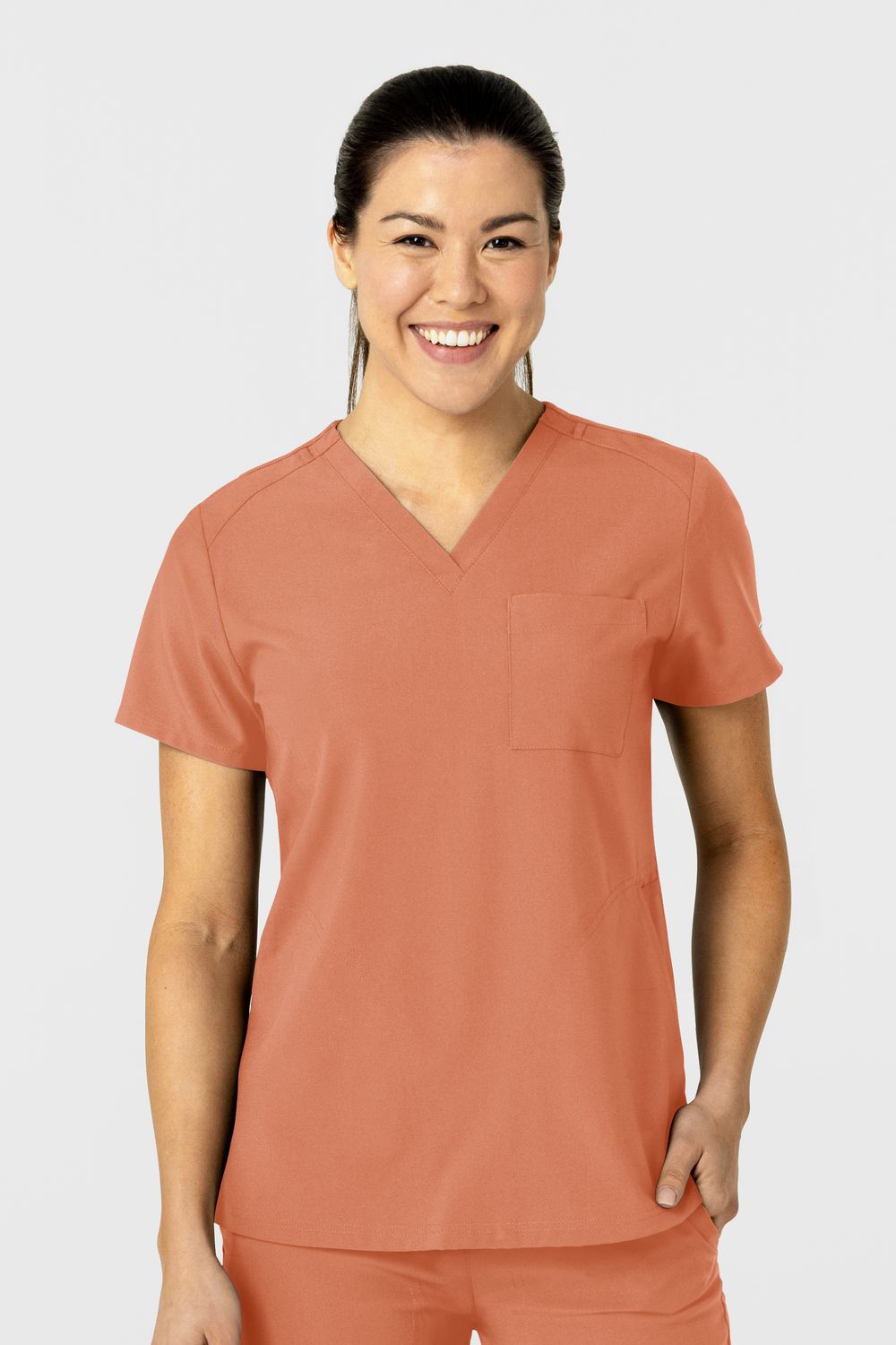 Casacca donna 6045 scollo a V terracotta