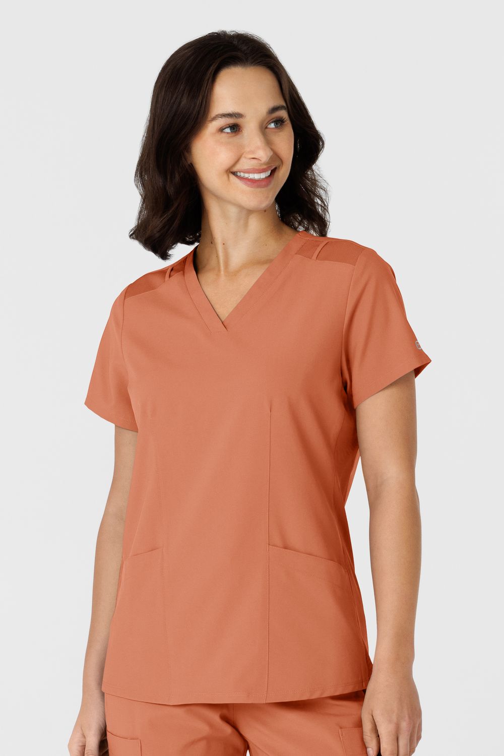 Casacca donna 6145 scollo a V terracotta