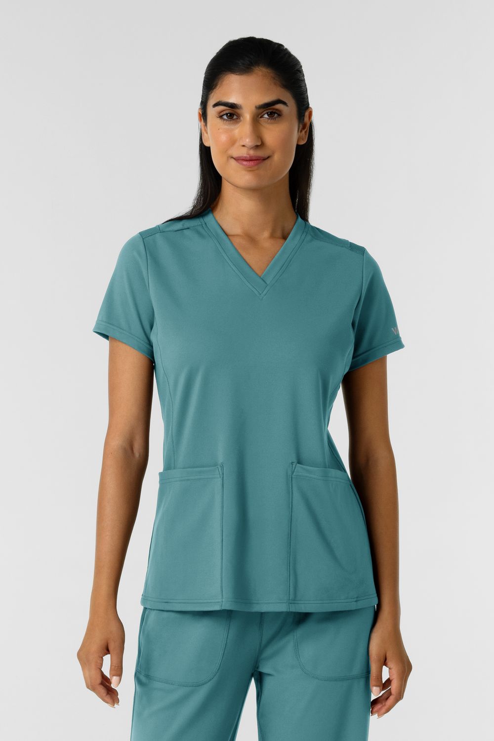 Casacca donna 6559 scollo a V vintage teal