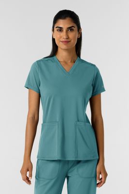 Casacca donna 6559 scollo a V vintage teal