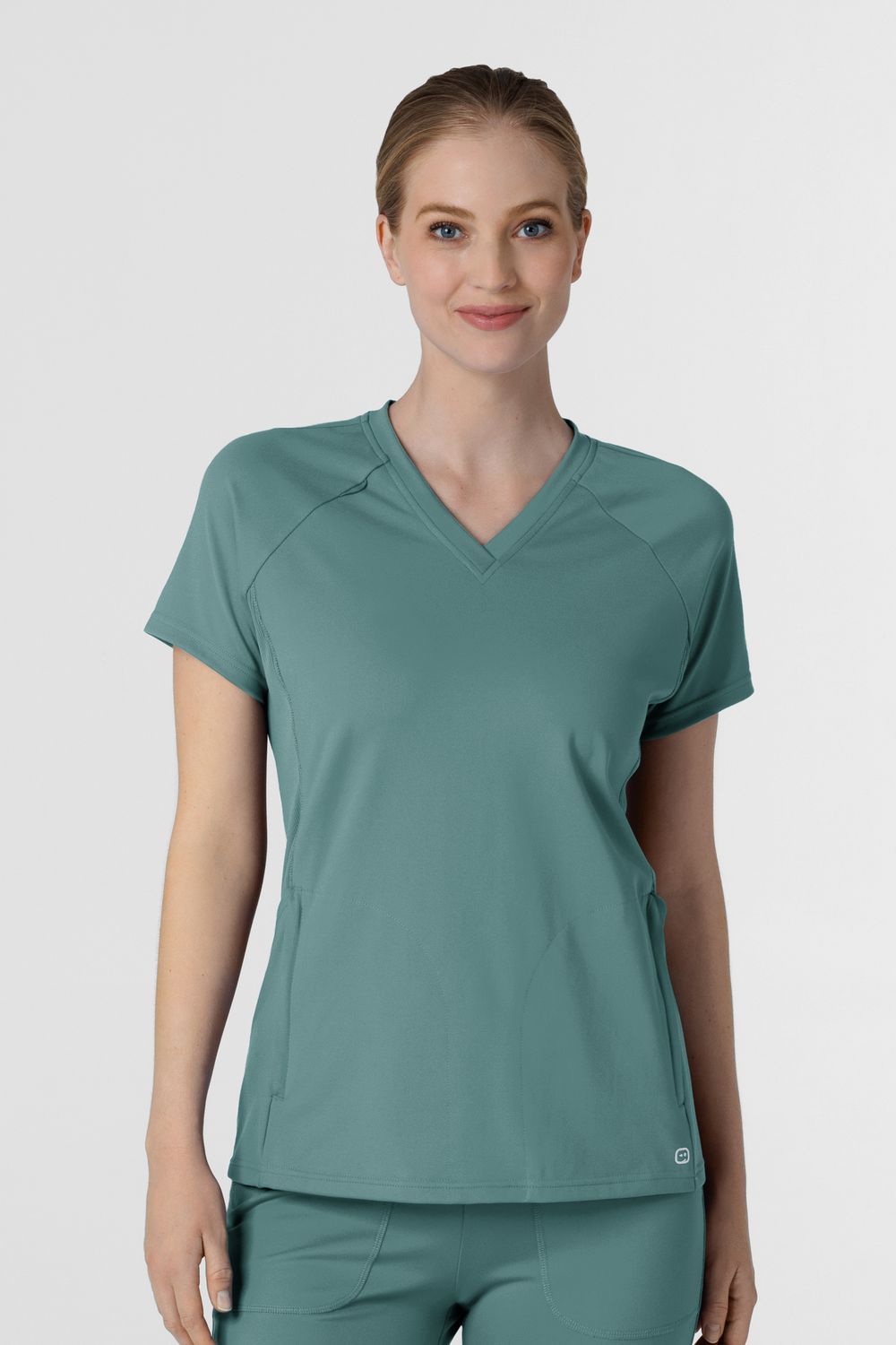 Casacca donna 6259 scollo a V vintage teal