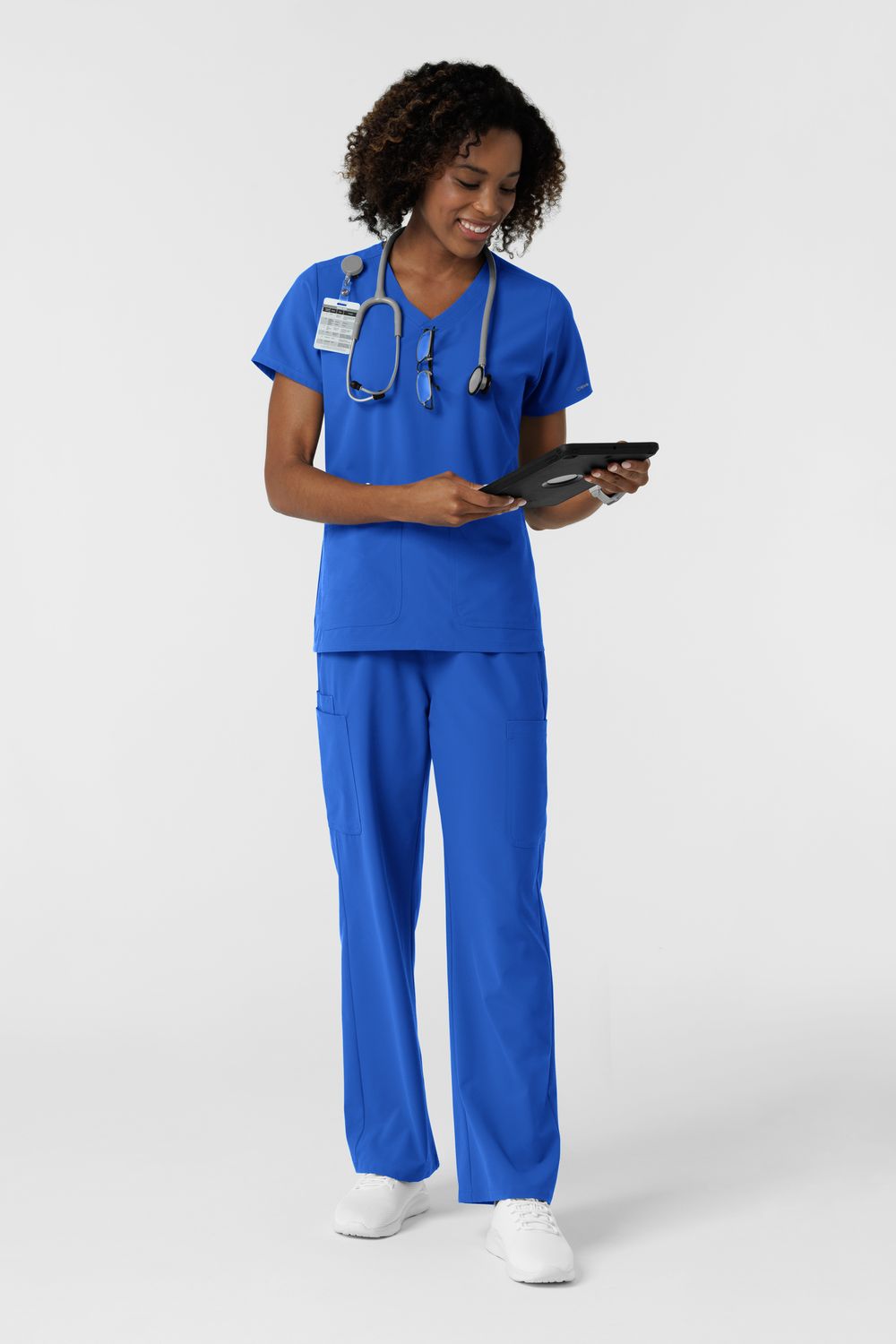 Casacca donna 6180 scollo a V - blu royal