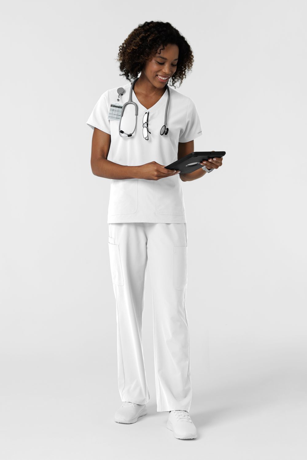 Casacca donna 6180 scollo a V - bianco
