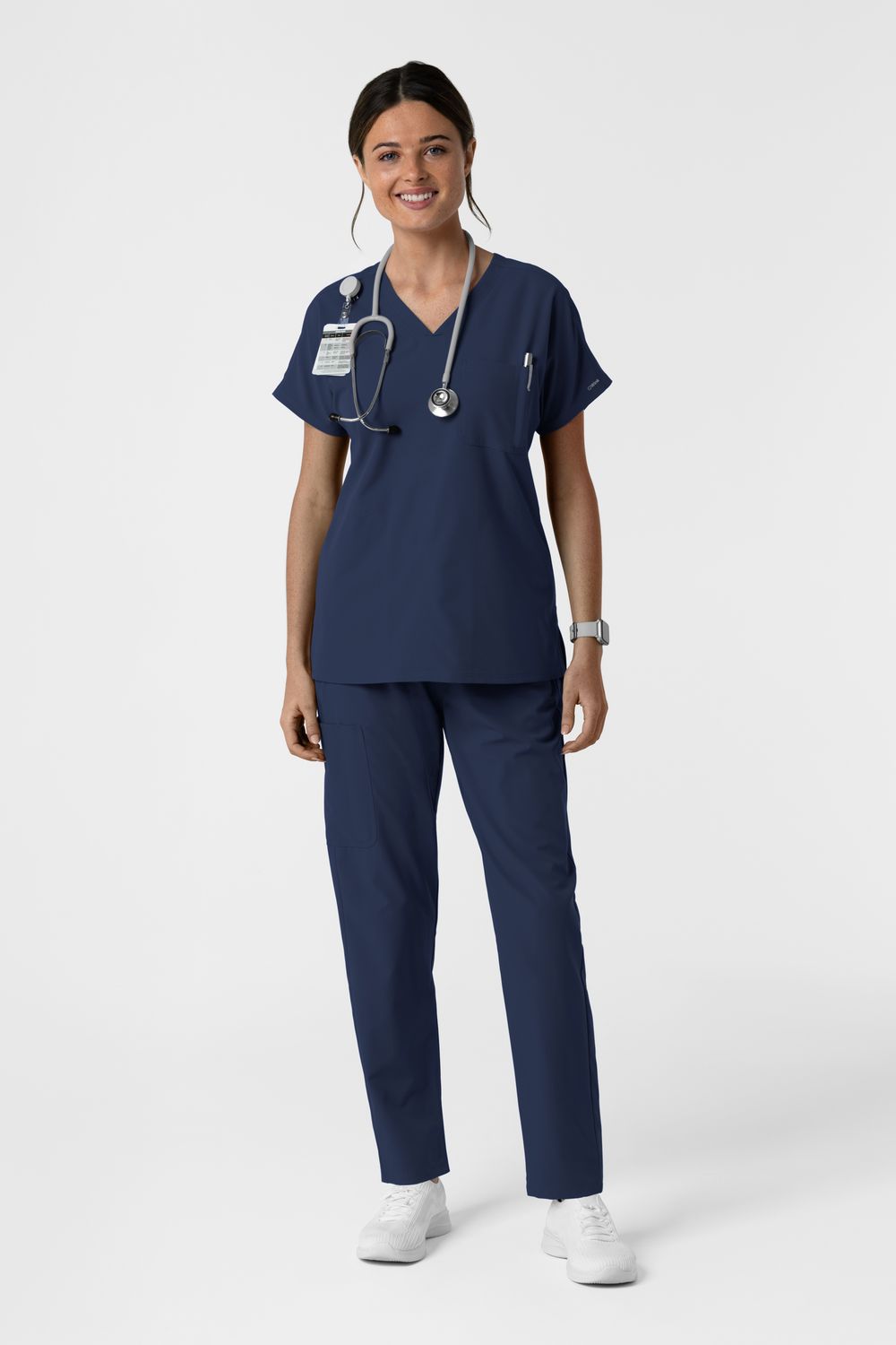 Casacca donna 6280 scollo a V - blu navy