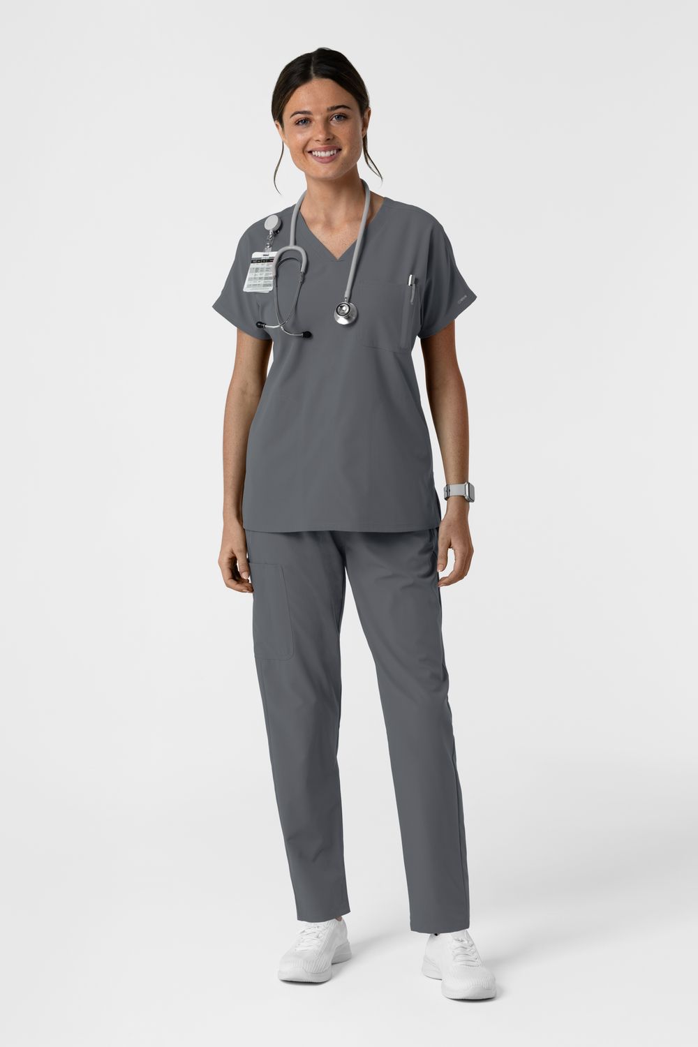 Casacca donna 6280 scollo a V - grigio