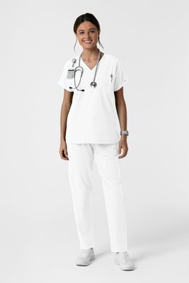 Casacca donna 6280 scollo a V - bianco