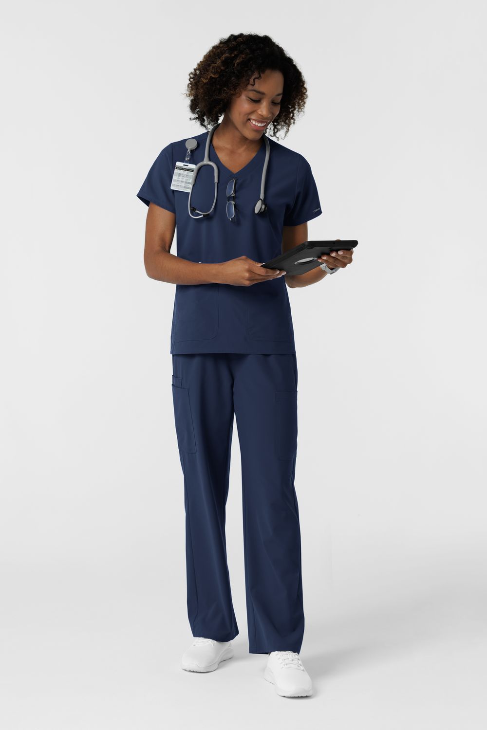 Casacca donna 6180 scollo a V - blu navy