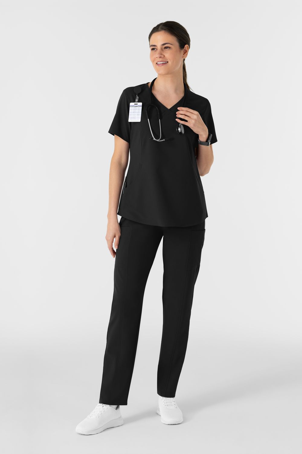 Casacca donna 6254 scollo a V arrotondato - nero