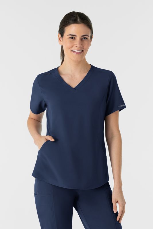 Casacca donna 6254 scollo a V arrotondato - blu navy