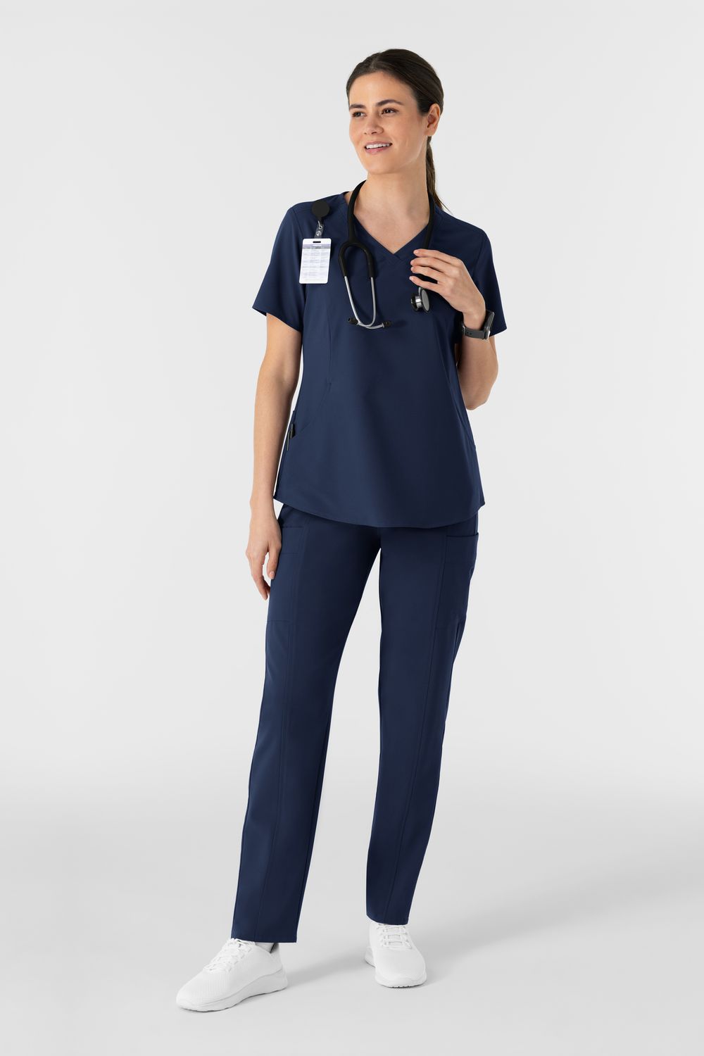 Casacca donna 6254 scollo a V arrotondato - blu navy