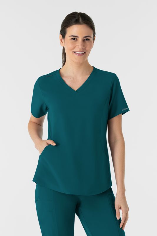 Casacca donna 6254 scollo a V arrotondato - petrolio