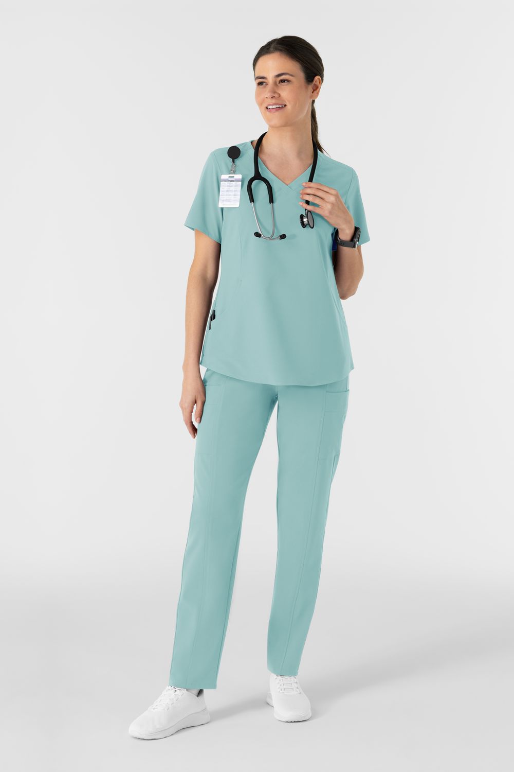 Casacca donna 6254 scollo a V arrotondato - acquamarina