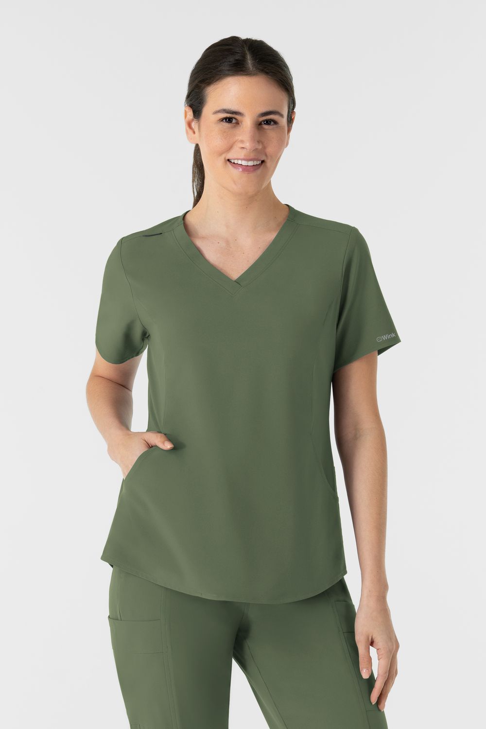 Casacca donna 6254 scollo a V arrotondato - olive Casacca donna 6254 scollo a V arrotondato - olive