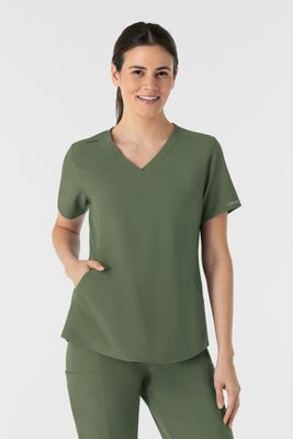 Casacca donna 6254 scollo a V arrotondato - olive