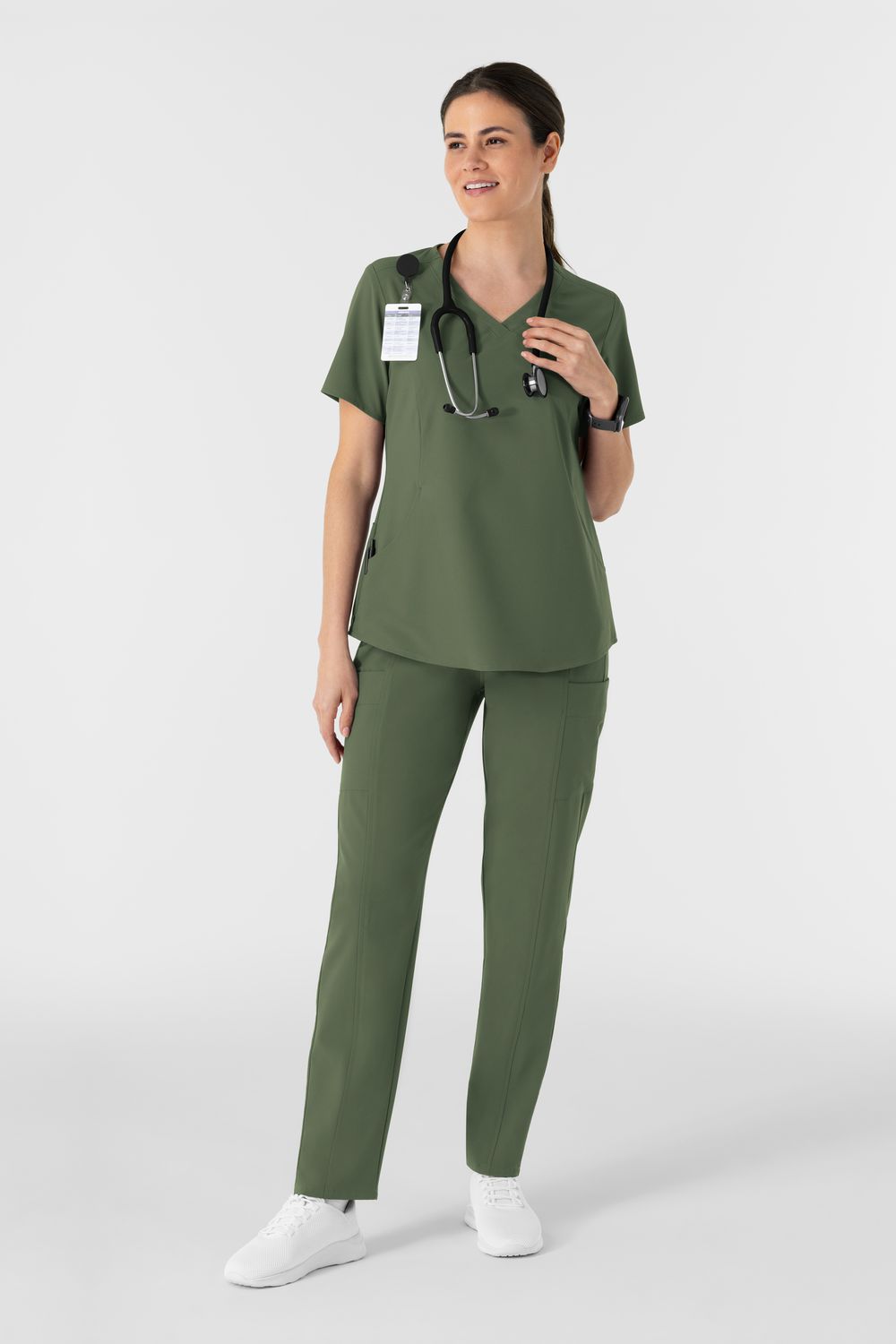 Casacca donna 6254 scollo a V arrotondato - oliva