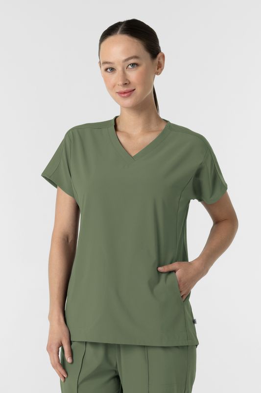 Casacca donna 6154 scollo a V - olive