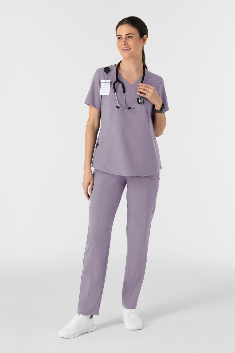 Pantalone donna 5254 dritto vita alta - glicine