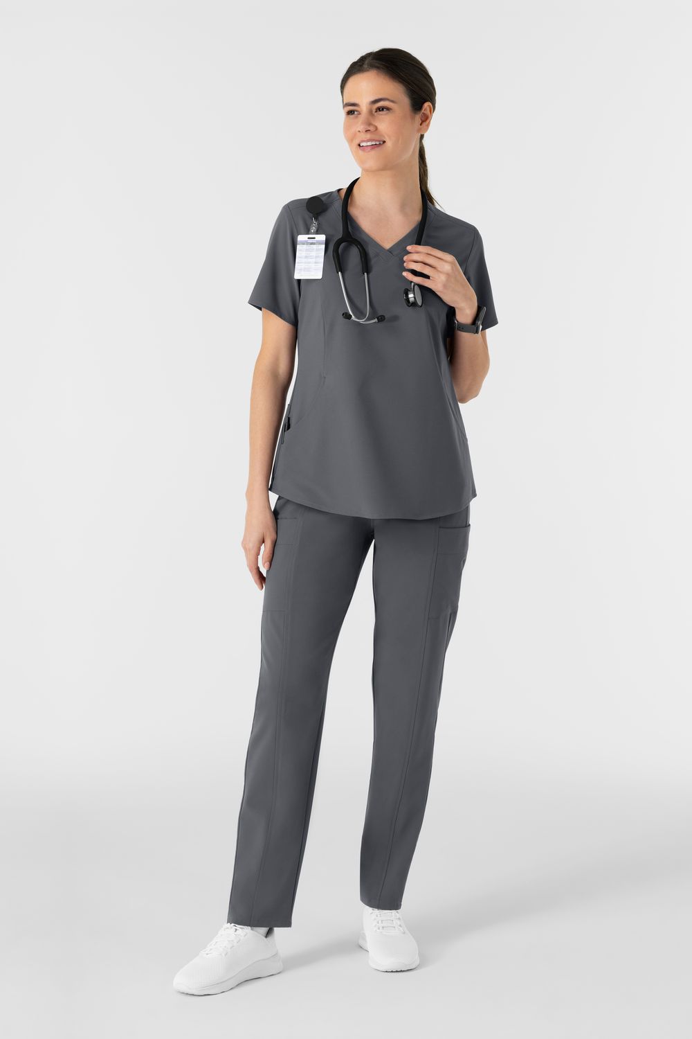 Pantalone donna 5254 dritto vita alta - grigio