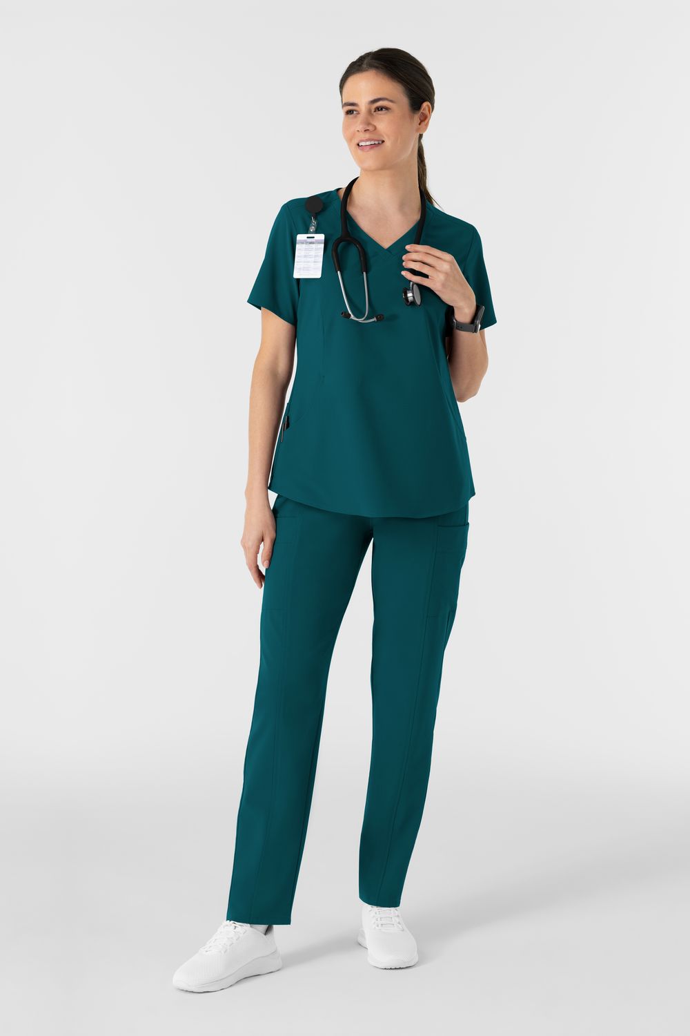 Pantalone donna 5254 dritto vita alta - petrolio