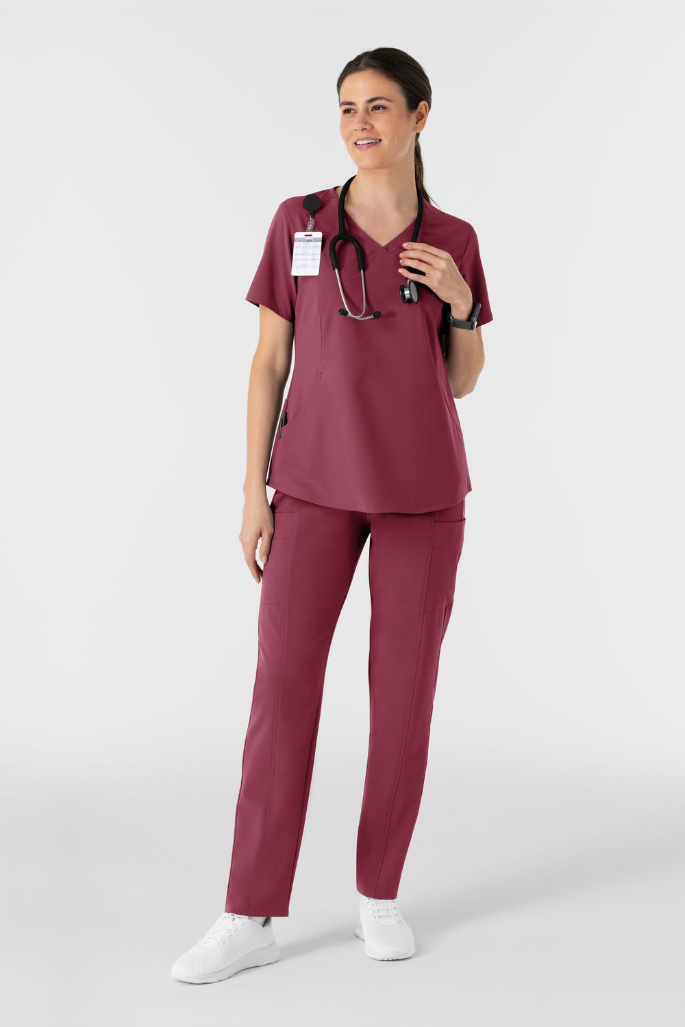 Casacca donna 6254 scollo a V arrotondato - garofano