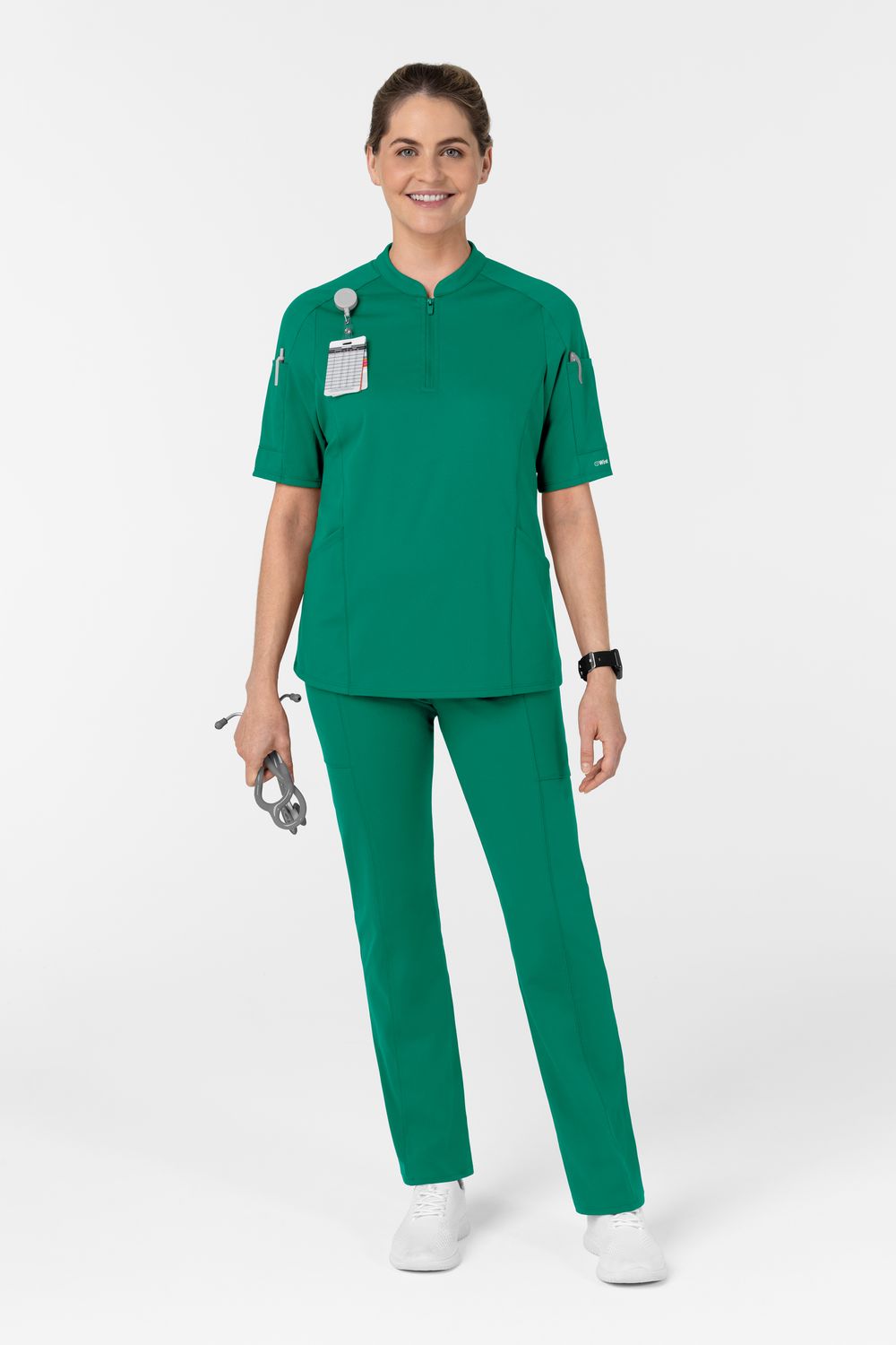 Casacca donna 6659 zip e mezza manica - verde bahama