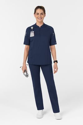 Casacca donna 6659 zip e mezza manica - blu navy