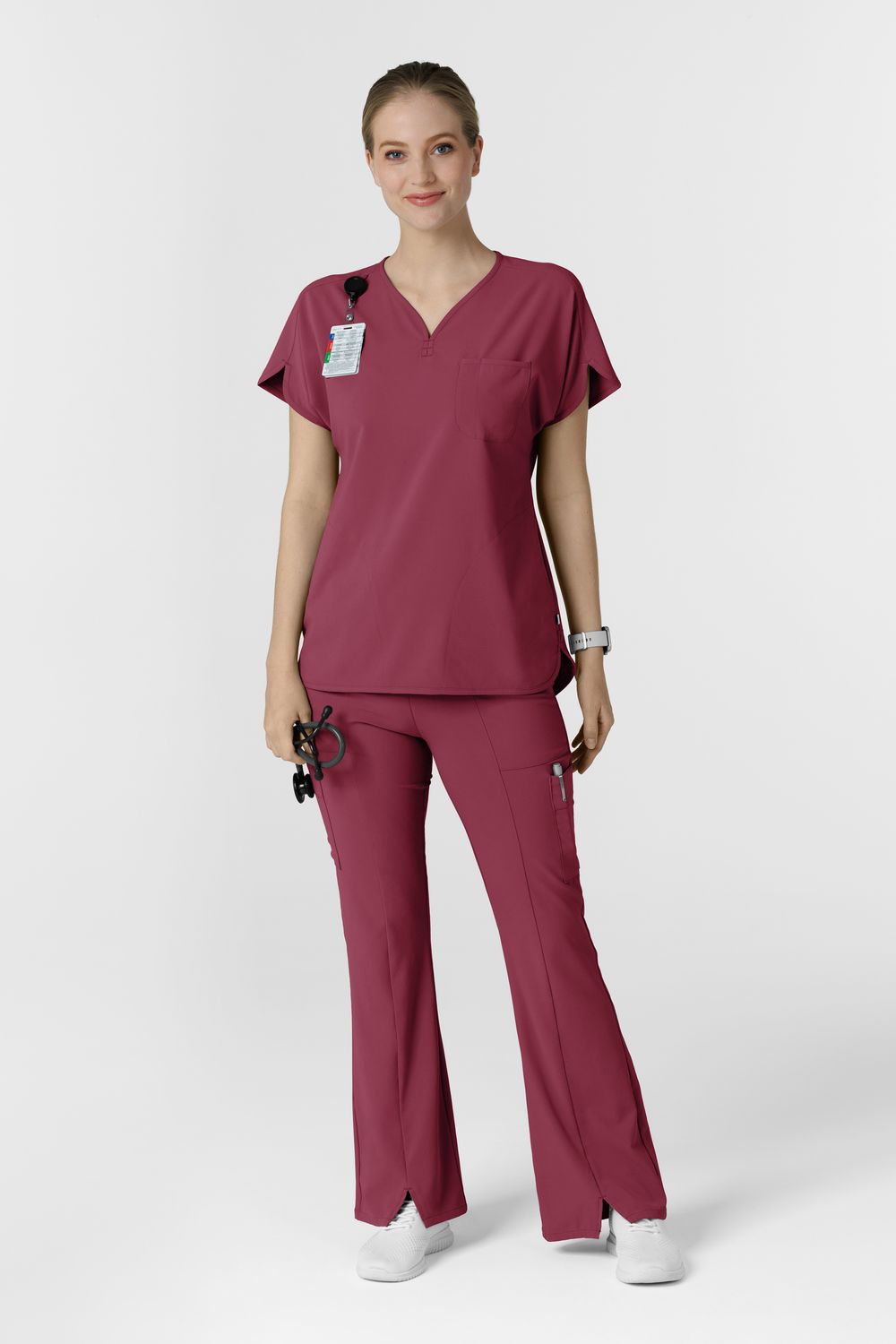 Casacca donna 6634 scollo a V arrotondato - garofano
