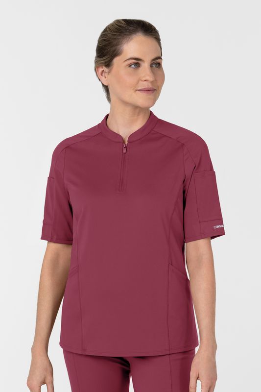 Casacca donna 6659 zip e mezza manica - garofano