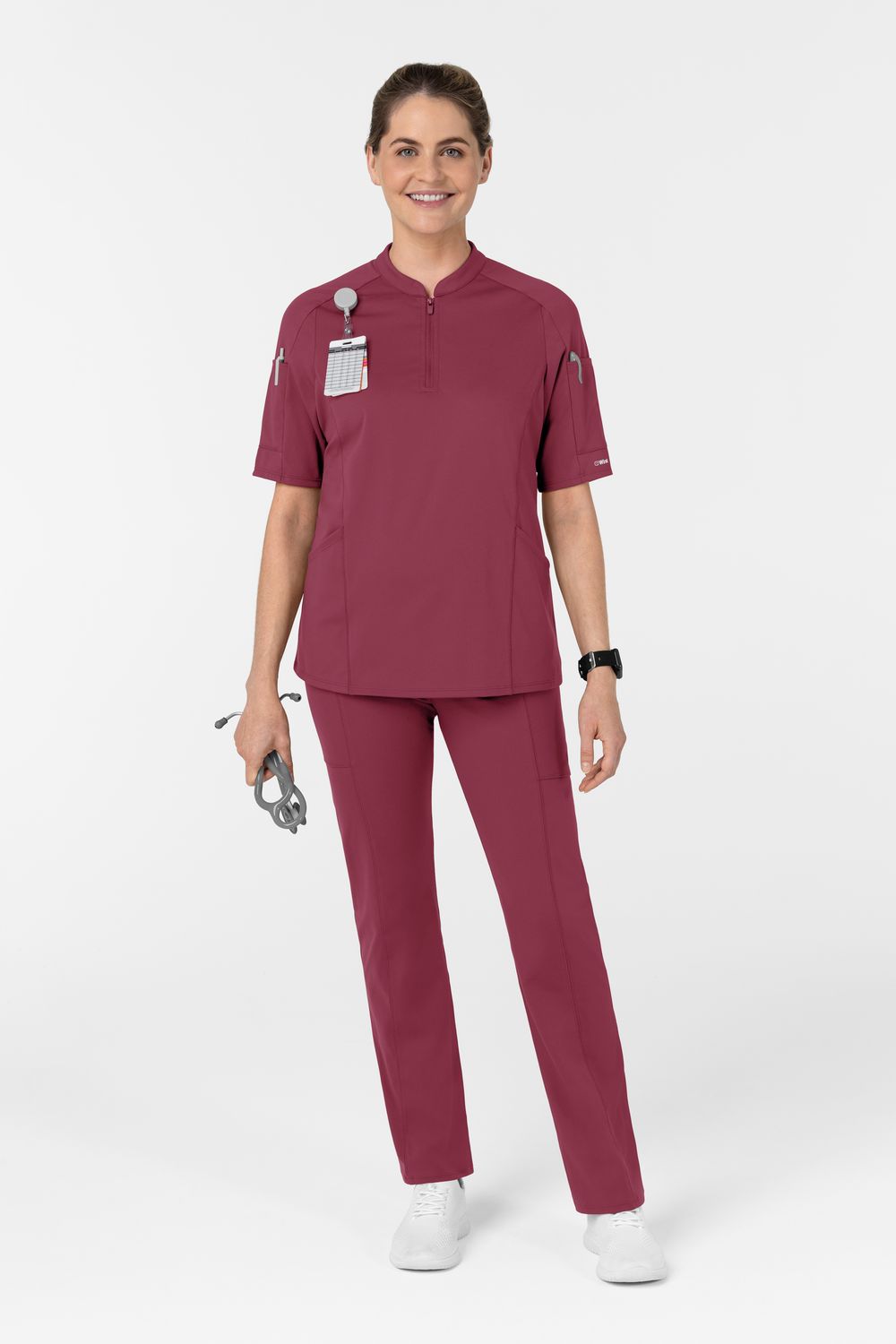 Casacca donna 6659 zip e mezza manica - garofano