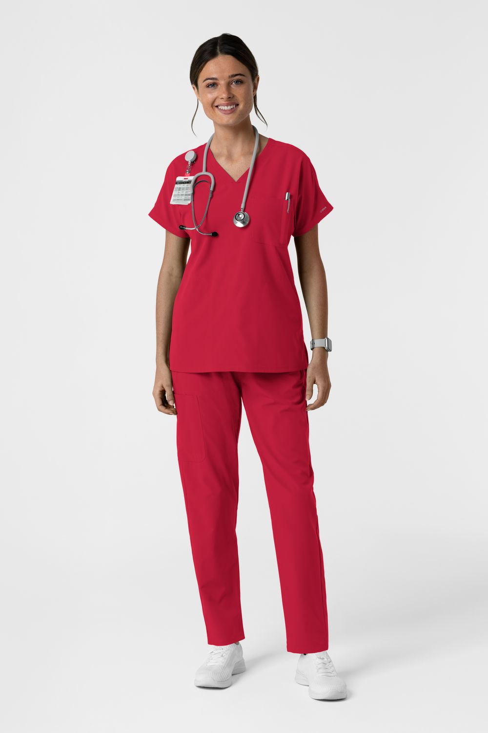 Casacca donna 6280 scollo a V - rosso