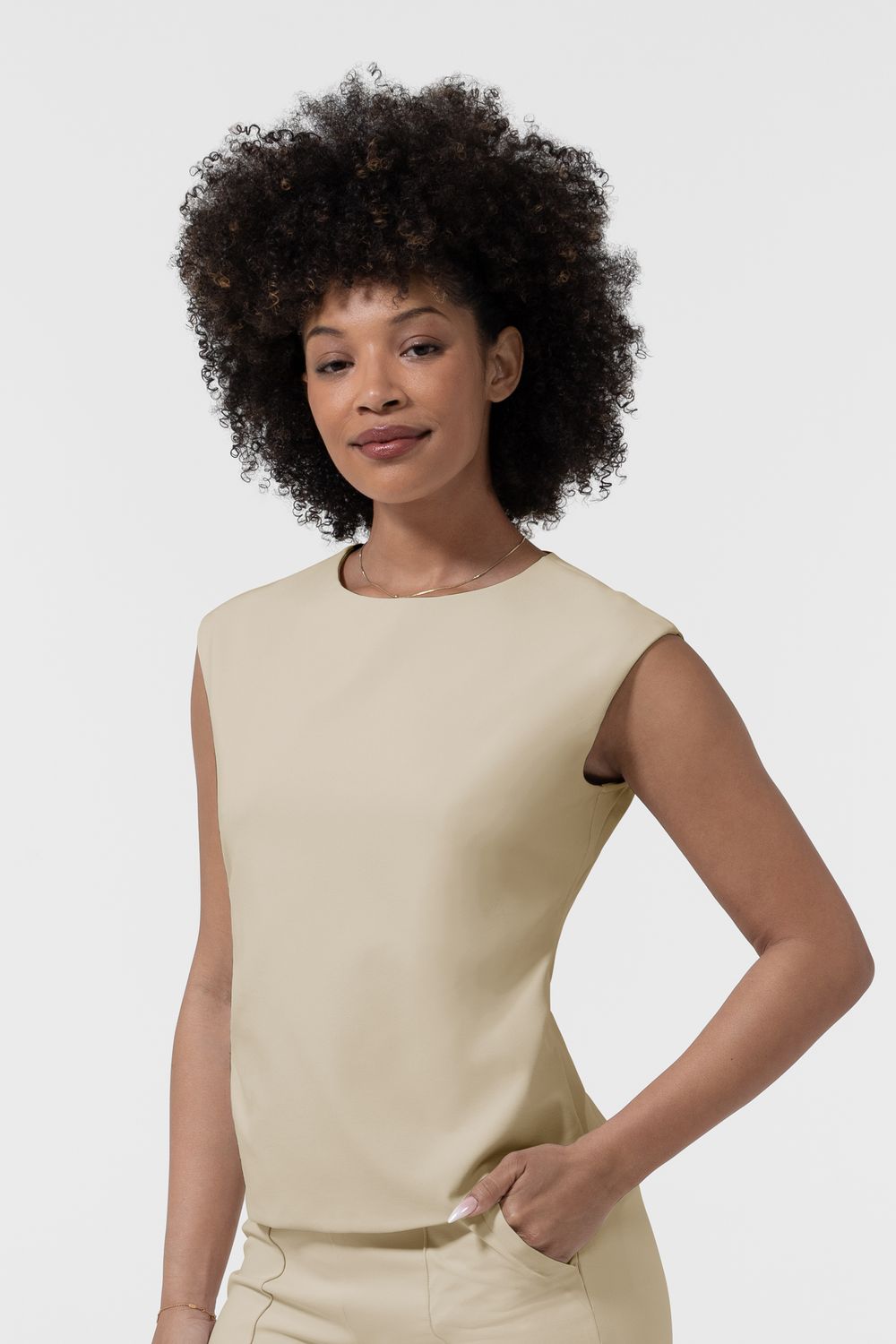 Casacca 6466 senza manica - beige chiaro