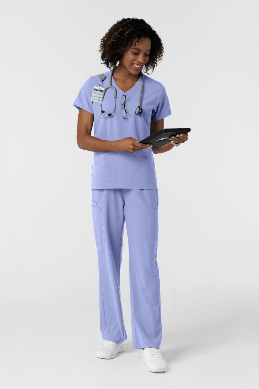 Casacca donna 6180 scollo a V - celeste