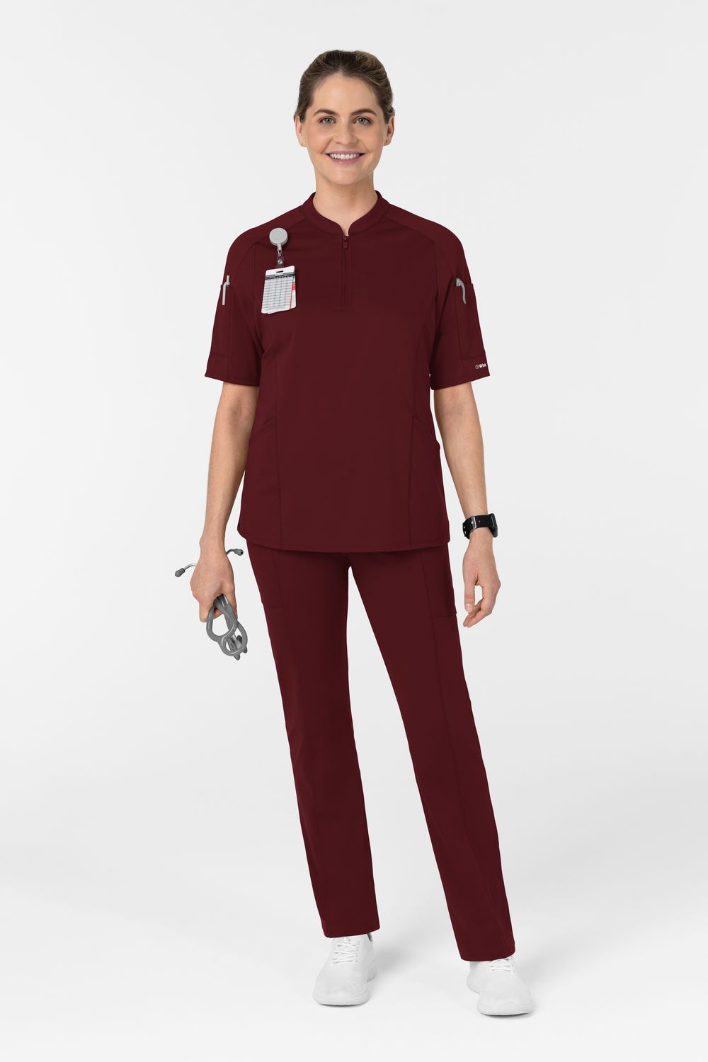 Casacca 6659 zip e mezza manica - bordeaux