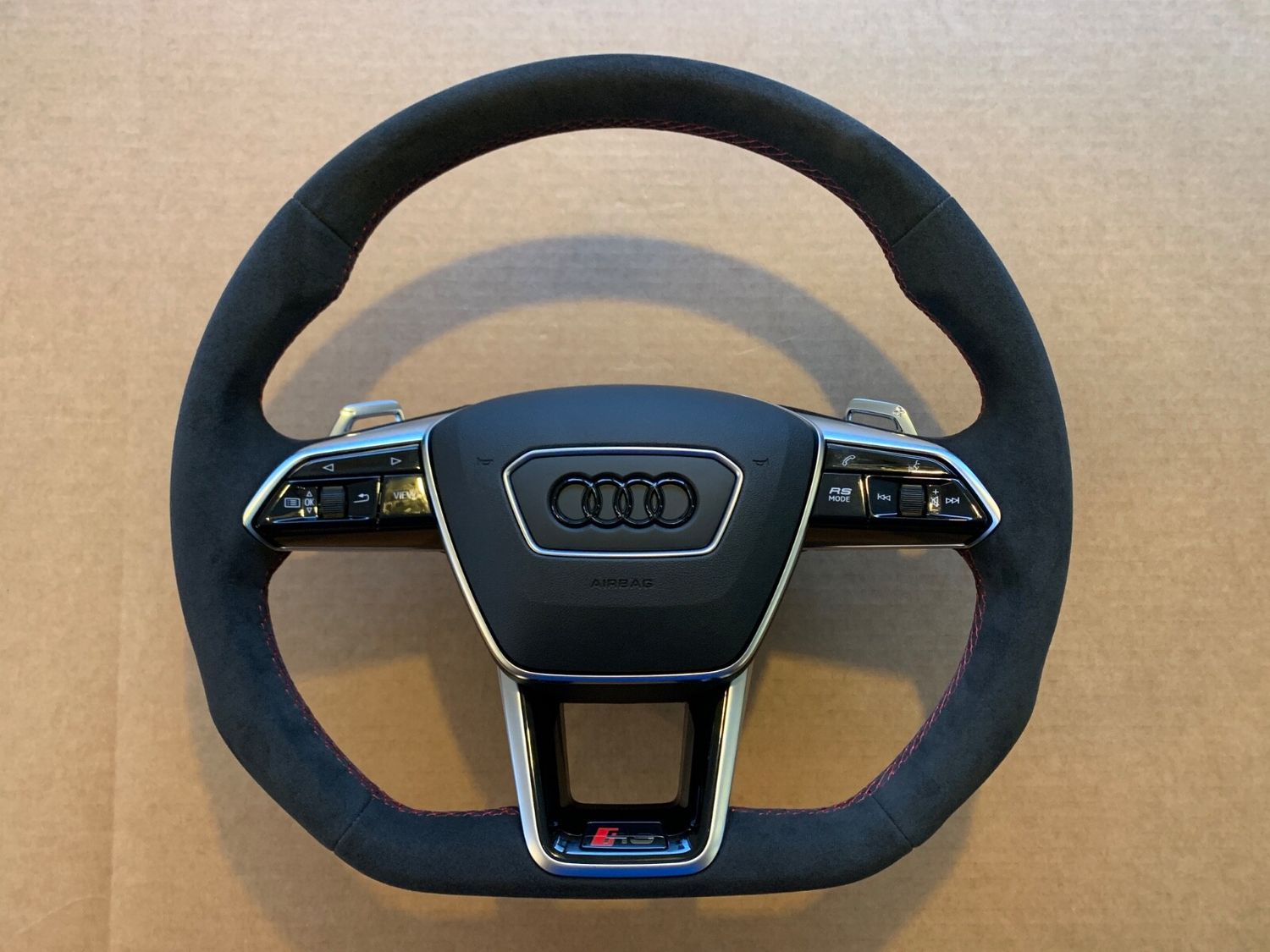 Audi A6 A7 A8 Q8 E-tron 4K 4N 4M OEM RS-line Steering Wheel Paddles ALCANTARA