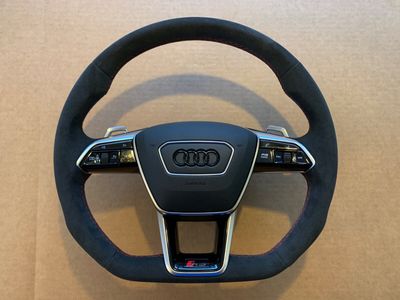 Audi A6 A7 A8 Q8 E-tron 4K 4N 4M OEM RS-line Steering Wheel Paddles ALCANTARA