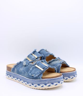 Jeans trendy plateau slipper