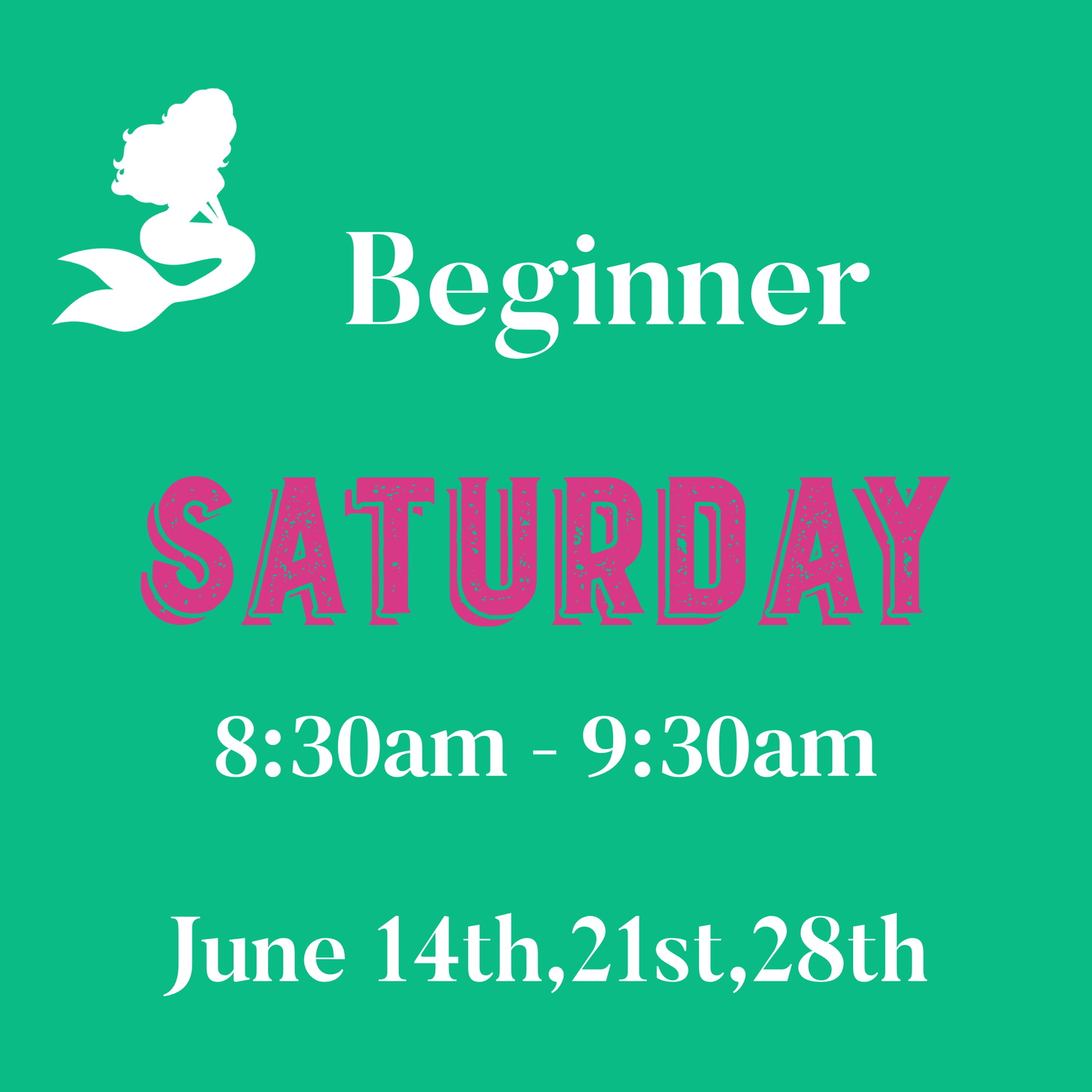 Beginners / Saturday/ June 14,21,28- 8:30am - 9:30am