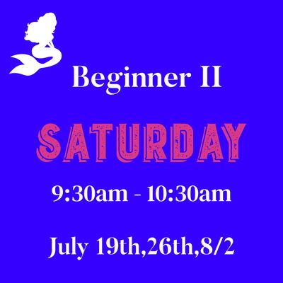 Beginner II / Saturday/ July 19,26,8/2 9:30am -10:30am